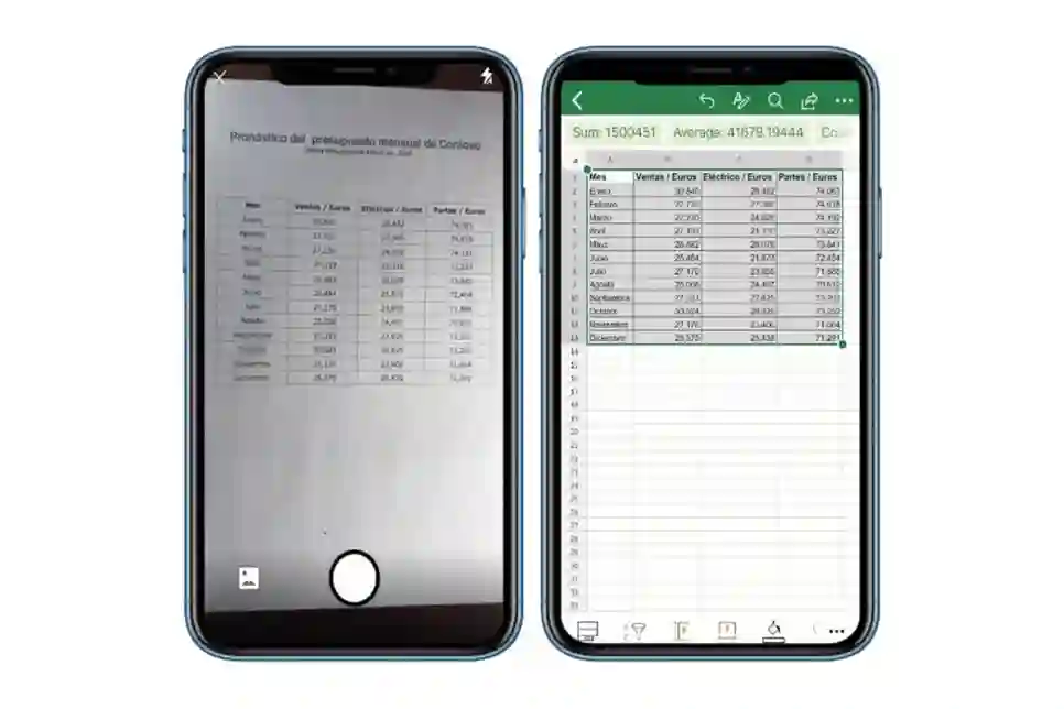 Excel za iPhone pretvara podatke sa slika u tablice