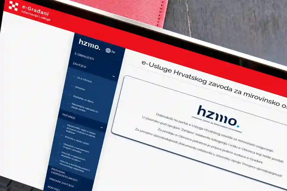 e-Radna knjižica dostupna na portalu e-Usluga HZMO-a u sustavu e-Građani
