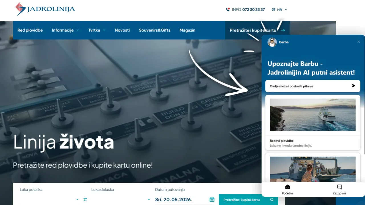 Jadrolinija predstavila AI chatbot Barba