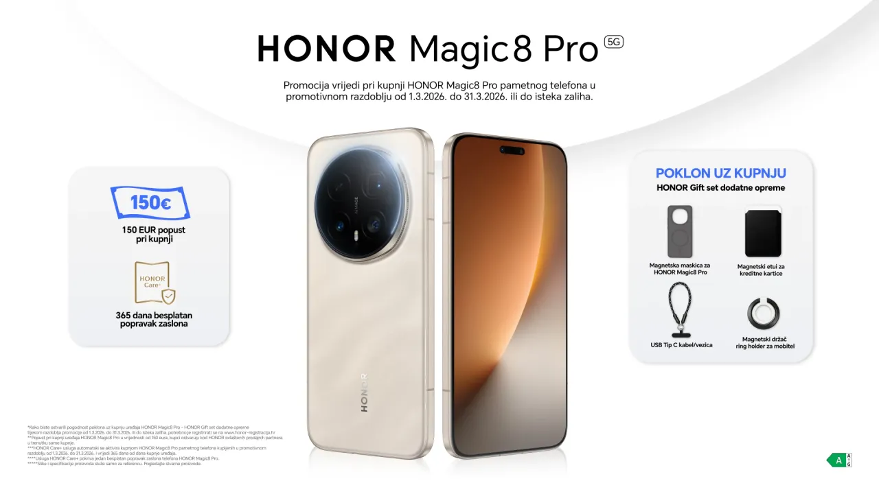 HONOR Magic8 Pro stiže uz poklon paket dodatne opreme i 150 eura popusta –  vrhunska kamera od 200 MP sada još dostupnija